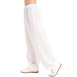 VIRACIN Tai Chi Pants Herren Damen Kampfsport Hose Kung Fu Hose Yoga Laterne Hose Jogginghose Weiß-L von VIRACIN