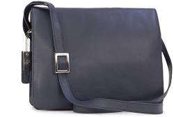 VISCONTI - Damen Leder Umhängetasche - Crossbody Bag Mittelgroß - Arbeitstasche mit Verstellbarer Schultergurt - TESS - 754 - Marine Blau von VISCONTI