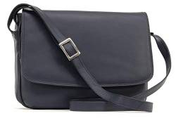 VISCONTI - Damen Leder Umhängetasche - Crossbody Bag Mittelgroß - Verstellbarer Schultergurt - CLAUDIA - 03190 - Marine Blau von VISCONTI