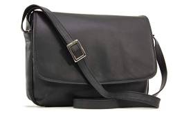 VISCONTI - Damen Leder Umhängetasche - Crossbody Bag Mittelgroß - Verstellbarer Schultergurt - CLAUDIA - 03190 - Schwarz von VISCONTI