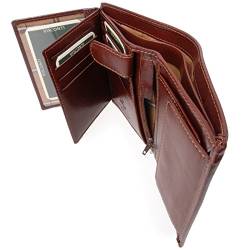 VISCONTI - Herren Leder Geldbörse Groß - Portemonnaie 11 Kartenfächer - Wallet mit Münzfach - RFID Schutz - Geschenkbox - Milan - MZ3 - Braun von VISCONTI