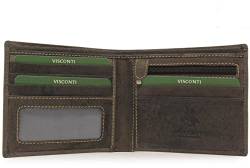 VISCONTI - Herren Leder Geldbörse Klein - Geldbeutel 5 Kartenfächer - Brieftasche mit Münzfach - RFID Blocker - Geschenkbox - Shield - 707 - Öl Braun von VISCONTI