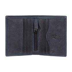 VISCONTI - Herren Leder Geldbörse Klein - Geldbeutel 6 Kartenfächer - Brieftasche/Wallet mit RFID Blocker - Geschenkbox - Arrow - 705 - Öl Blau von VISCONTI