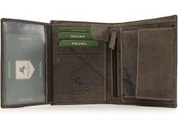 VISCONTI - Herren Leder Geldbörse Mittelgroß - Geldbeutel 6 Kartenfächer - Wallet mit Münzfach - RFID Blocker - Geschenkbox - Rifle 709 - Öl Braun von VISCONTI