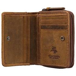 VISCONTI Kleine Geldbörse aus Leder, mit Reißverschluss, mit RFID-Schutz, 729, Oil Tan, S, Klassisch von VISCONTI