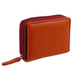 Visconti Damen-Geldbörse, Leder, kompakt, in Geschenkbox, erhältlich in 4 Farbkombinationen, Orange / mehrfarbig, Casual von VISCONTI