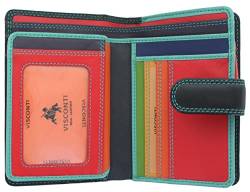 Visconti Rainbow Leather Damen Geldbörse Stil RB51 RFID Blocking, Schwarz/Rhumba, Einheitsgröße, Modern von VISCONTI