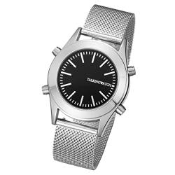 Englisch sprechende Armbanduhr mit Alarm, schwarzes Zifferblatt, Edelstahlband Viy-blkeu-025c von VISIONU