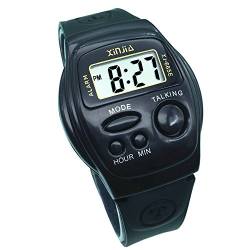 Sprechende Armbanduhr, digital, schwarz, mit Alarm der Uhrzeit auf Französisch, für Blinden- und Menschen mit Sehbehinderung FR-665TF-TF von VISIONU