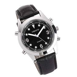 Sprechende Armbanduhr in Italienisch, mit Wecker und Zeitanzeige, schwarzes Zifferblatt von VISIONU