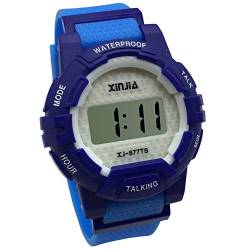 VISIONU Digitale sprechende Uhr mit Sonoro auf Italienisch mit Wecker und Stundenbericht für Kinder und nicht sehende 877TI-2, blau, Armband von VISIONU