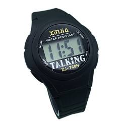 VISIONU FR-768TF Digitale Sprechende Armbanduhr, Schwarz, mit Alarm, französische Zeitanzeige, für Blinde und Sehbehinderte von VISIONU