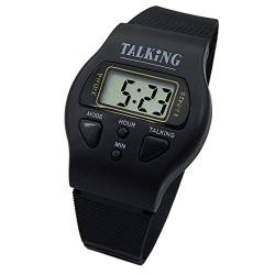 VISIONU Sprechende Armbanduhr, digital, Schwarz, mit Alarm, Zeitanzeige, französisch, für Blinde und Sehbehinderte, 742F von VISIONU