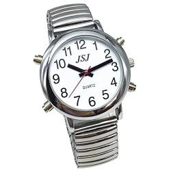 VISIONU Sprechende Uhr mit Ton auf Italienisch mit Wecker und Stundenbericht für Senioren und Blinde, Farbe: Silber von VISIONU