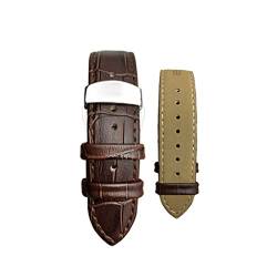 VISIYUBL 1. 8mm / 19mm / 20mm / 22mm / 24mm Leder-Armband-Gürtel for Mann-Uhr-Armband-Armband doppelte Push-Schmetterlingsschnalle-Werkzeuge (Color : Brown, Size : 19mm) von VISIYUBL