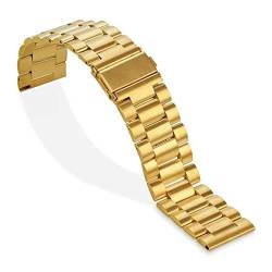 VISIYUBL 18/20/22 / 24mm Release üblicher Uhrenarmband Premium Solid Edelstahl Metall Armbandarmband for Männer Watch (Color : Gold, Size : 18 mm) von VISIYUBL