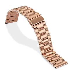 VISIYUBL 18/20/22 / 24mm Release üblicher Uhrenarmband Premium Solid Edelstahl Metall Armbandarmband for Männer Watch (Color : Rose Gold, Size : 18 mm) von VISIYUBL