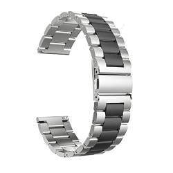 VISIYUBL 18/20/22 / 24mm Release üblicher Uhrenarmband Premium Solid Edelstahl Metall Armbandarmband for Männer Watch (Color : Silver Black, Size : 18 mm) von VISIYUBL