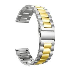 VISIYUBL 18/20/22 / 24mm Release üblicher Uhrenarmband Premium Solid Edelstahl Metall Armbandarmband for Männer Watch (Color : Silver Gold, Size : 18 mm) von VISIYUBL