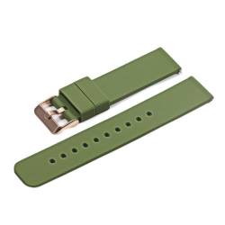 VISIYUBL 18 mm 20 mm 22 mm 24 mm Silikonriemenklappenschnalle for Samsung Fit for Galaxy Uhrengetriebe S2 S3 Schnellfreisetzungs -Gummi -Armband -Gurtband (Color : ArmyGreen-RG, Size : 18mm) von VISIYUBL