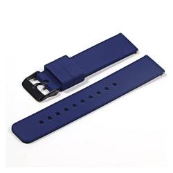VISIYUBL 18 mm 20 mm 22 mm 24 mm Silikonriemenklappenschnalle for Samsung Fit for Galaxy Uhrengetriebe S2 S3 Schnellfreisetzungs -Gummi -Armband -Gurtband (Color : Navy blue-BK, Size : 16mm) von VISIYUBL