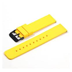 VISIYUBL 18 mm 20 mm 22 mm 24 mm Silikonriemenklappenschnalle for Samsung Fit for Galaxy Uhrengetriebe S2 S3 Schnellfreisetzungs -Gummi -Armband -Gurtband (Color : Yellow-BK, Size : 14mm) von VISIYUBL