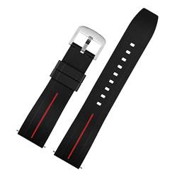 VISIYUBL 20 mm 22 mm Silikon Uhrenband Männer Frauen Schnellfreisetzung wasserdichtes Gummiarmband Schmetterling Schnalle for Tissot Fit for Mido Fit for Citize -Gurt (Color : Black Red 01, Size : 2 von VISIYUBL