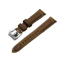 VISIYUBL 20mm 22mm 24mm Vintage Leder Uhrenband Band Gürtel Frauen Männer Uhren Band Verrückter Strap Fit Fit for Huawei/Fit for Seiko/Fit for Omega (Color : Brown, Size : 22mm) von VISIYUBL