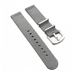 VISIYUBL 20mm 22mm Black Khaki Gestreifte Bands NATO Strap Fit for Armee Sportuhr Nylon Uhrenband Fit for James Bond Watch Ersatzuhr (Color : Gery, Size : 22mm) von VISIYUBL