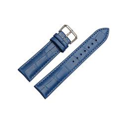 VISIYUBL 20mm Uhr Armbanduhrarmband Leder Riemen Uhrenarmbänder 14mm 16mm 18mm 22mm Uhren Zubehör Männer Braun Schwarz Gürtel Band (Color : Blue, Size : 18mm) von VISIYUBL