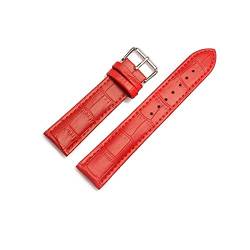 VISIYUBL 20mm Uhr Armbanduhrarmband Leder Riemen Uhrenarmbänder 14mm 16mm 18mm 22mm Uhren Zubehör Männer Braun Schwarz Gürtel Band (Color : Red, Size : 22mm) von VISIYUBL