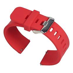 VISIYUBL 20mm Uhrengurt 22 mm 24 mm Universal Uhrenband Silikon Gummi -Link -Armband Armband Armband Leicht Weich for Gear S3 Fit for Huawei (Color : Red, Size : 20mm) von VISIYUBL