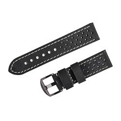 VISIYUBL 23mm Uhr Uhr Strap Leder for Männer vinatge Uhr Ledergürtel Weiche Uhr Bandband Retro Poröse atmungsaktive 10 Farben Optional (Color : Color C, Size : 23mm Black clasp) von VISIYUBL