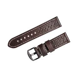 VISIYUBL 23mm Uhr Uhr Strap Leder for Männer vinatge Uhr Ledergürtel Weiche Uhr Bandband Retro Poröse atmungsaktive 10 Farben Optional (Color : Color E, Size : 23mm Black clasp) von VISIYUBL