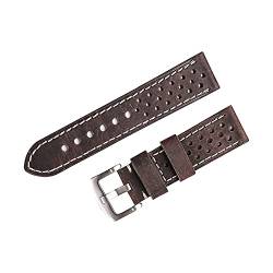 VISIYUBL 23mm Uhr Uhr Strap Leder for Männer vinatge Uhr Ledergürtel Weiche Uhr Bandband Retro Poröse atmungsaktive 10 Farben Optional (Color : Color G, Size : 23mm Silver clasp) von VISIYUBL