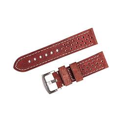 VISIYUBL 23mm Uhr Uhr Strap Leder for Männer vinatge Uhr Ledergürtel Weiche Uhr Bandband Retro Poröse atmungsaktive 10 Farben Optional (Color : Color I, Size : 23mm Silver clasp) von VISIYUBL