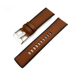 VISIYUBL 24mm leder flacher Retro-Armbandband DZ4343 DZ4383. Alte Art Mode Uhrband Armbänder Mann + Werkzeuge Fit for DZ (Color : Retro brown silver, Size : 26mm) von VISIYUBL