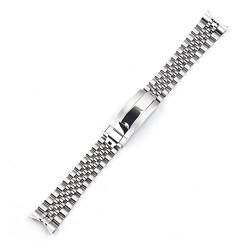 VISIYUBL 316L Jubiläumsarmband Strap MÄNNER 20MM Edelstahl Silber Falten-Einsatz-Schnalle for 40mm Unteruhr-Mann (Color : Micro-adjust, Size : 20mm) von VISIYUBL