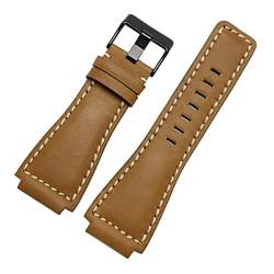 VISIYUBL 33 * 24mm Convex End Italian Leather Watch Band Series BR01 BR03. Riemenarmband Armband Gürtel Ross Gummi Mann Fit Fit for Glocke (Color : Yellow black, Size : Black clasp) von VISIYUBL