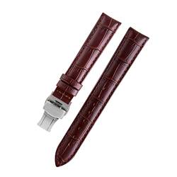 VISIYUBL Dame Watch-Bands fit for PP Ansehen Fit for Omega Leder Uhrenband Fit for Tissot Marke Armband Armband Frauen 12/14/16/18/20/22/22mm (Color : Brown silver, Size : 17mm) von VISIYUBL
