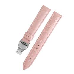 VISIYUBL Dame Watch-Bands fit for PP Ansehen Fit for Omega Leder Uhrenband Fit for Tissot Marke Armband Armband Frauen 12/14/16/18/20/22/22mm (Color : Pink silver, Size : 13mm) von VISIYUBL