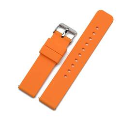 VISIYUBL Glatte flache Silikonbänder 20mm 22mm Fit for Huawei Fit for Samsung Galaxy Fit for Xiaomi Haylou Solar Watch Wasserdichte Tauchsportuhr (Color : Orange, Size : 20mm) von VISIYUBL