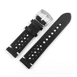 VISIYUBL Leder Uhrenarmband 18mm 20mm 22mm Sports Atmungsaktive Armband Watchstrap for Männer Frauen (Color : Black, Size : 18mm) von VISIYUBL
