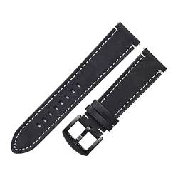 VISIYUBL Leder Uhrenarmband Gurt 18mm 20mm Leder Armband Fit for uhr 22mm Uhr Uhr Strap Tan Black Retro (Color : Black, Size : 22mm) von VISIYUBL