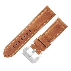 VISIYUBL Leder Uhrenarmband Strap 20mm 22mm 24mm Leder Männer Handgelenk Uhr Strap Gürtel for Uhr Zubehör (Color : Brown, Size : 20mm) von VISIYUBL