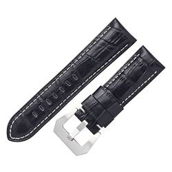 VISIYUBL Leder Uhrenarmband Strap 20mm 22mm 24mm Leder Männer Handgelenk Uhr Strap Gürtel for Uhr Zubehör (Color : Crocodile black, Size : 22mm) von VISIYUBL