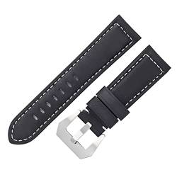 VISIYUBL Leder Uhrenarmband Strap 20mm 22mm 24mm Leder Männer Handgelenk Uhr Strap Gürtel for Uhr Zubehör (Color : Matte black, Size : 20mm) von VISIYUBL