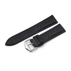 VISIYUBL Leder Uhrenarmband Strap 20mm 22mm 24mm Poröse atmungsaktive handgemachte Nähen Armband Zubehör (Color : Black, Size : 22mm) von VISIYUBL