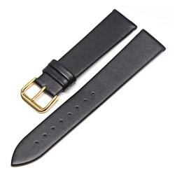 VISIYUBL Leder Uhrenbänder 18mm 20 mm 22 mm 24 mm schwarze braune Frauen Männer Uhren -Band -Gurtgürtel mit Schnalle (Color : Black-G, Size : 16mm) von VISIYUBL