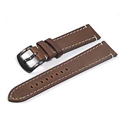 VISIYUBL Leder Uhrenbänder Armband schwarzer brauner Uhrengurt for Frauen Männer 20mm 22mm Handgelenk Band (Color : Brown, Size : 20mm) von VISIYUBL